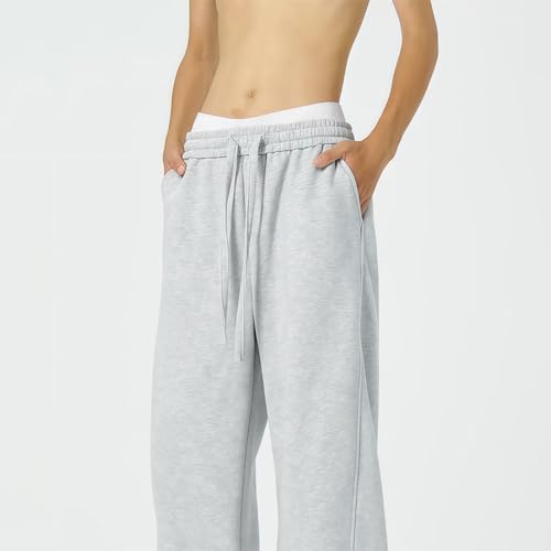 Men's Baggy Sweatpants Autumn 2025 Elastic Waist Drawstring Wide Leg Track Pants Casual Loose Joggers with4