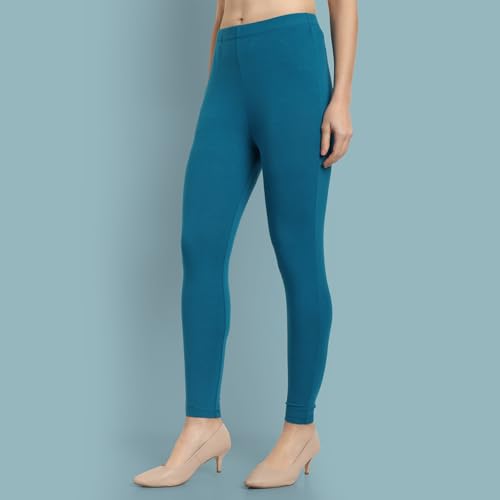 Image of ONE SKY Women Ankle Length Leggings | Premium Cotton Modal Spandex Blend | High Waist Stretchable & Bio-Washed Fabric | Colour-Lock | Ethnic Leggings for Women