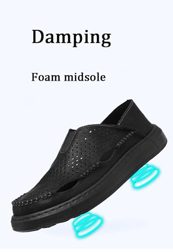 Men’s Leather Slip-On Loafers Breathable Perforated Dress Casual Shoes with Lightweight Cushioned Sole2