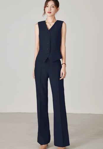 Womens 3 Piece Solid Work Blazer Vest Pant Business Office Lady Suits Sets4