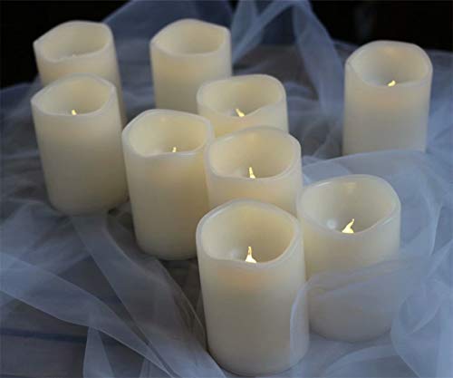 Image of Set of 3 Outdoor IP44 Warm White LED Rainproof Waterproof Flameless Battery LED Pillar Candles with Remote and Timer, Plastic, Won't Melt, Weather Resistant Design 3 x 4 inch, Timer 24hours