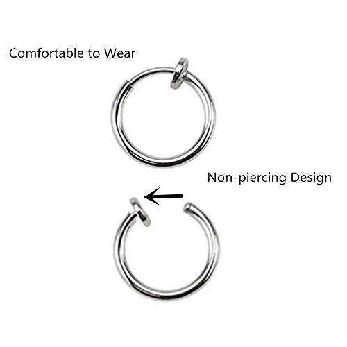 Elicola 6 Pairs Clip On Hoop Earrings Non Piercing Earrings Set for Women Girls, Silver 13-50MM