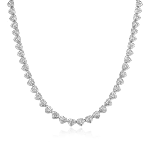 HZMAN Love Hearts Necklace for Women Shiny Cubic Zirconia Necklace Party Wedding Jewelry Gift