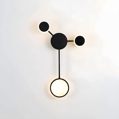 ZTWLEED Aplique Pared Interior LED,12W Negro Lámpara de Pared Moderna 3 Temperatura de Color 3000K/4000K/6000K,Apliques pared Interior para Dormitorio Sala de Estar Pasillo,110-240V
