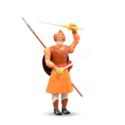 Image of Swarajyache Shiledar - The True Super Hero - 6 Inch Tall Action Figure with Accessories (Subhedar - Old, Orange)