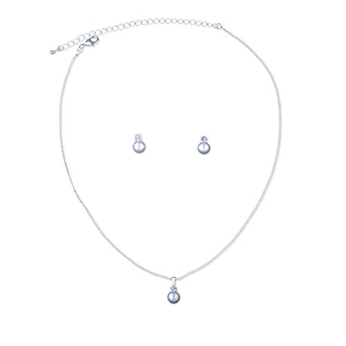 topwholesalejewel Bridal Jewelry Set for Wedding Simulated White Pearl Necklace Earrings Set