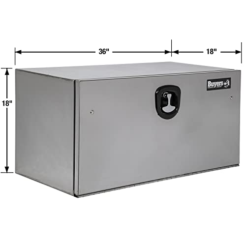 Image of Buyers Products 1702655 Polished Stainless Steel Underbody Truck Tool Box, 18 x 18 x 36 Inch, Locking T-Handle Compression Latch, 16 Ga Stainless, Underbed or Flat Mount Storage Box