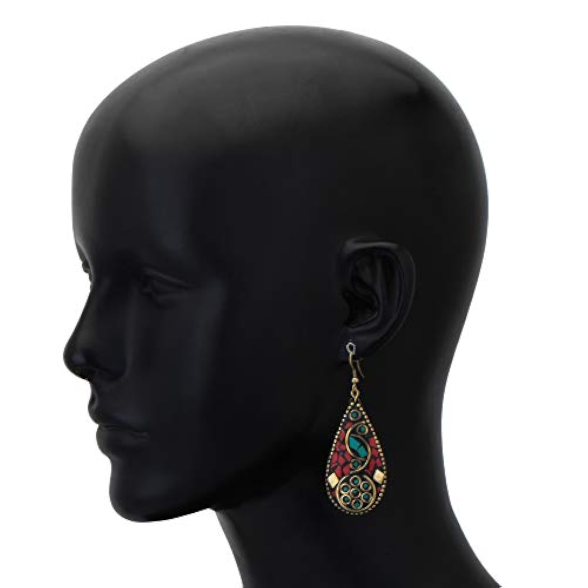 Women's Red Copper Hook Earrings, Stylish Design