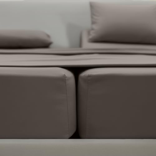 Image of Elegant Comfort Luxurious 1500 Premium Hotel Quality Microfiber Three Line Embroidered Softest 5-Piece Bed Sheet Set, Wrinkle and Fade Resistant, Split King, Gray