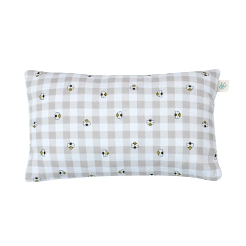JYOKO Kids Almohada para niños pequeños, cojín Almohada con Funda Lavable, Funda de Algodón 100%, 32 x 20 cm (Picnic Vichy)