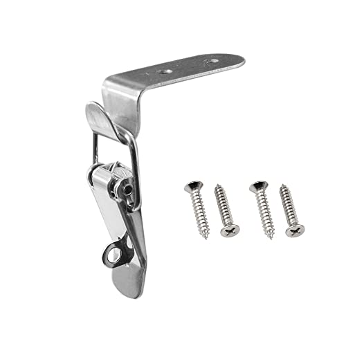Image of 1pc /4pcs 90 Degrees Duck-Mouth Buckle Hook Lock Stainless Steel Spring Loaded Draw Toggle Latch Clamp Clip Silver Hasp Latch Catch Clasp (Color : 4pcs-Style A)
