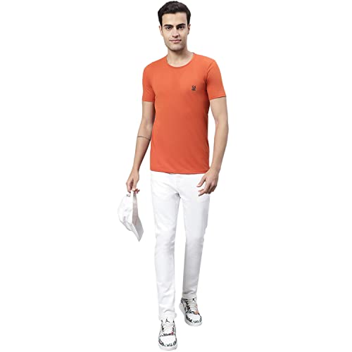 Image of Mack Jonney Men Round Neck Cotton Solid Regular Fit T-Shirt-T Anthraa 01-P