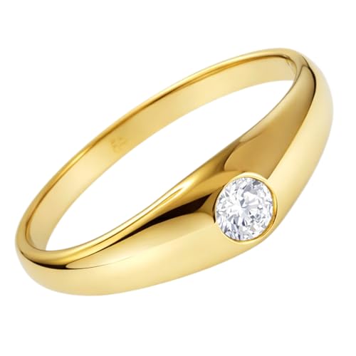 Bague Solitaire Femme en Plaqué Or - Idée Cadeau Romantique et Chic avec Zirconium