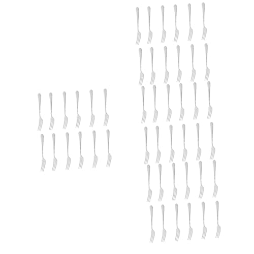 STOBAZA 4sets Metal Fruit Forks for Salad Dessert Stainless Steel Fork Set Reusable Sleek Design for Commercial Home Use 12pcs*4