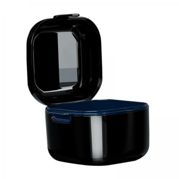 UJEAVETTE® 2xDenture Case w/Strainer Basket Bath Cleaning Soaking for Night Guard Black-picture-26