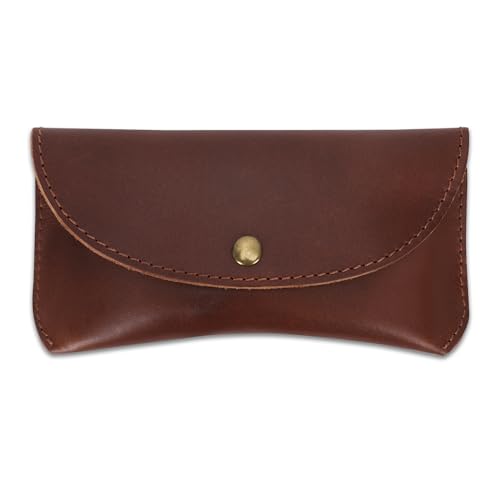 CestAntiQ Leather Sunglass Case Slim and Flexible Eyewear Pouch for Men and Women Genuine Leather Glasses Holder Compact Eyeglass Sleeve Spectacle Protector Travel Sunglasses Case (Tan)