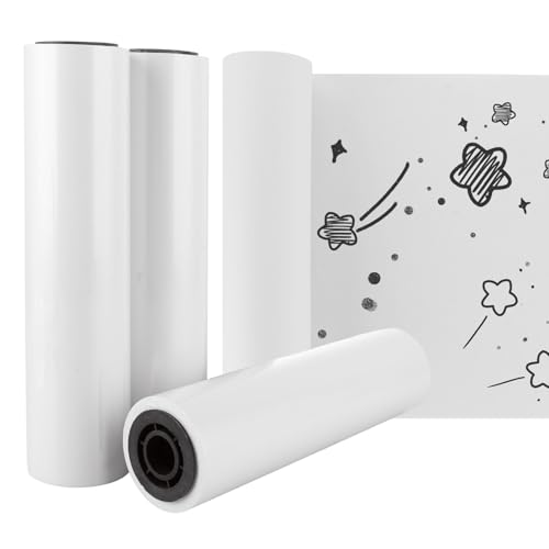 LDXDRU Lot de 4 rouleaux de papier à dessin blanc de 30 cm x 20 m, 70 g/m², rouleau de papier calque pour travaux manuels, croquis, peinture et dessin