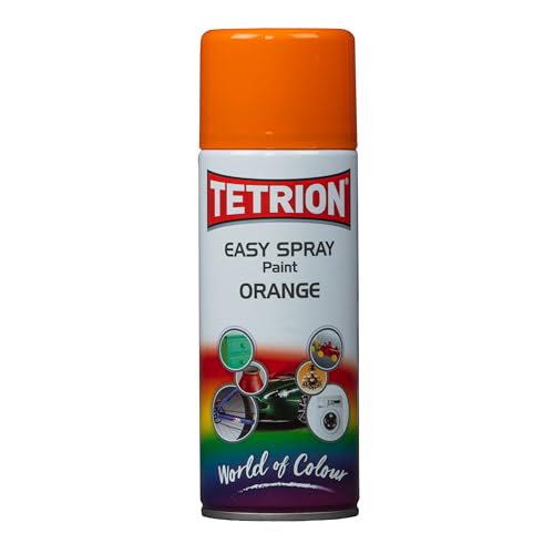 Image of Tetrion Easy Spray Paint - Orange 400ml - Acrylic All-Purpose Spray for Wood, Metal, Plastic & More Quick-Dry, Easy to Use, Indoor & Outdoor Use, Smooth Finish, 13.5 Oz