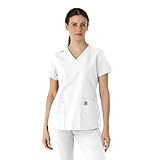 Carhartt Force Essentials Women's V-Neck Scrub Top, White, M