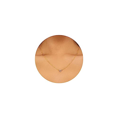 17 Mile Gold Layered Choker Necklace For Women Girls, 14K Real Gold Plated Cz Pendant Necklace, Dainty Flat Snake Chain Layering Necklace For Gift (Heart Gold) #TOP15