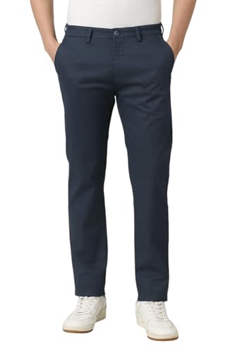 Image of Peter England Men's Straight Fit Mid Rise Chino Casual Trouser with Premium Dobby