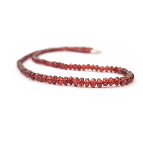 Natural Red Mozambique Garnet Necklace For Women Sterling Silver Roundel Beads January Birthstone Jewelry January Birthstone #TOP4