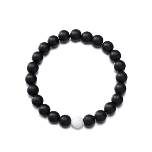 Vicima Beaded Bracelets For Men And Women 8Mm Bead Stretch Bracelets Black & White Bracelets Yin Yang Bracelets Unisex White And Black #TOP3