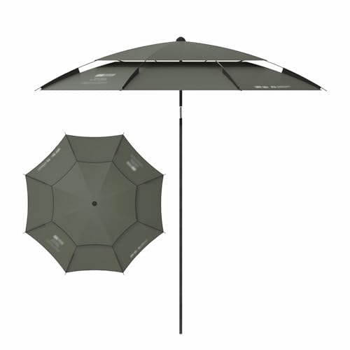 Sombrilla de playa inclinable con protección UV50+ toldo de 2 niveles resistente al viento 1