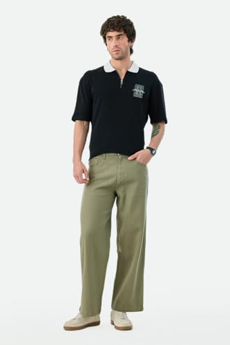 Image of SNITCH Men Casual Wear Trousers| Regular Fit Mid Rise Solid Wide-Leg Pants | 100% Linen Breathable & Lightweight Fabric for Summer, Office & Outings