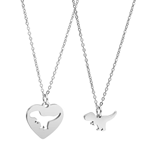 Ankiyabe Mother Daughter Necklack Set Matching Cutout Animal Heart Necklaces Mommy and Me Gift Mama Bear Saurus Necklace Mom Daughter Quote Necklace2