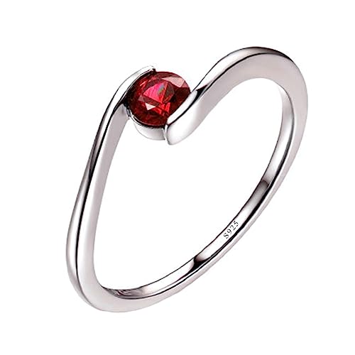 Bague femme argent 925 solitaire rouge en zircone cubique
