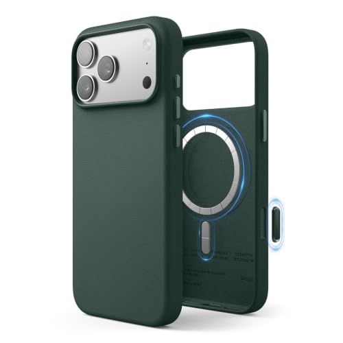 Image of elago Magnetic Leather Case for iPhone 17 Pro Max Midnight Green