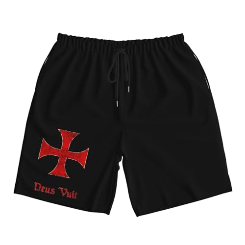 Deus Vult Crusader Templar Cross Men's Quick-Dry Board Shorts 7