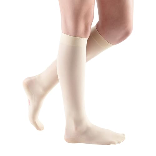 Image of Mediven Women's Sheer & Soft Calf High 30-40 mmHg Compression Stockings | Women's sheer calf high compression stockings with ClimaComfort fabric, double-knit sole and soft transparent finish.