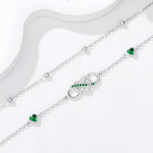 Image of Anklet for Women 925 Sterling Silver Double Infinity Ankle Bracelet Waterproof Summer Jewelry Anniversary Birthday Gifts for Her