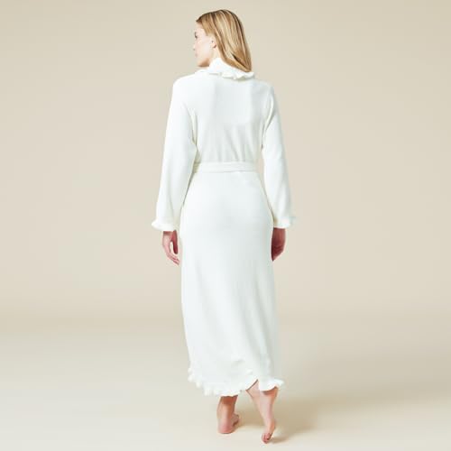 Softies Women's Ultra Soft Ruffle Ankle-Length Chenille Robe, Lightweight, Side Seam Pockets4