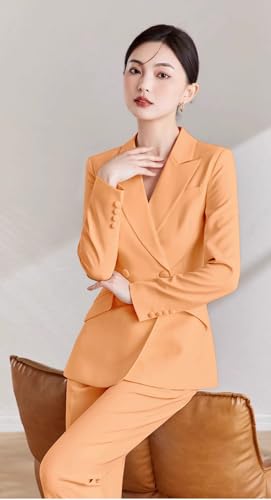 Women's Suit 2-Piece Double Breasted Buttons Jacket+Pants for Wedding Formal Party3