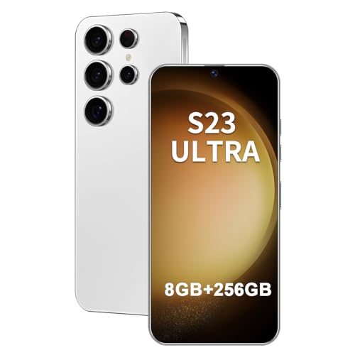 XUANMEIKE Unlocked Phone S23 Ultra Android Phone 8-core 8GB+256GB Cell Phone 6.8 inch HD Screen Mobile Phone 108MP+48MP Camera 6800 mAh Battery 4G Dual SIM (Titanium White)
