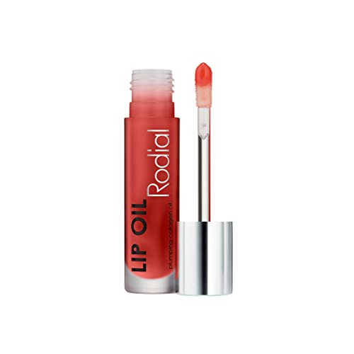 Rodial Lip Oil with Plumping Collagen 4ml - Hydrating Vegan Lip Oil for Fuller, Smoother Lips - Nourishing Lip Care with Cherry, Jojoba & Macadamia Oils in Sugar Coral Sheer Gloss Finish