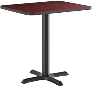 Lancaster Table & Seating Reversible Cherry/Black Rectangular Table, 24x30 Inch, Standard Height with Cast Iron Base, Indoor Commercial Use