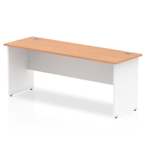 Image of Impulse 1800 x 600mm Straight Office Desk Oak Top White Panel End Leg