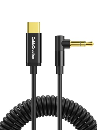 Image of CableCreation USB C to 3.5mm Audio Aux Jack Cable, Coiled Aux to C Cable | (1.3-4FT) Type C to 3.5mm Headphone Car Stereo Cord for iPhone 16 15 Pro Max, Galaxy S25 S24, Pixel, iPad Pro