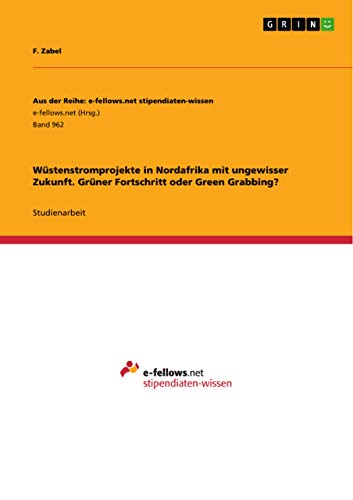 Wüstenstromprojekte in Nordafrika mit ungewisser Zukunft. Grüner Fortschritt oder Green Grabbing? (German Edition)