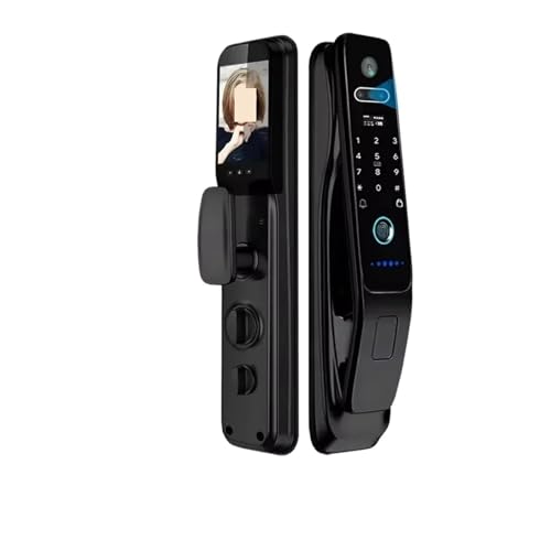 QUEAWOQ Tuya App reconocimiento Facial 3D Cerradura de Puerta Inteligente cámara Huella Digital Cerradura Digital código de Llave Tarjeta NFC para mortaja 6068 (30X280(6068)) Octopus Feet