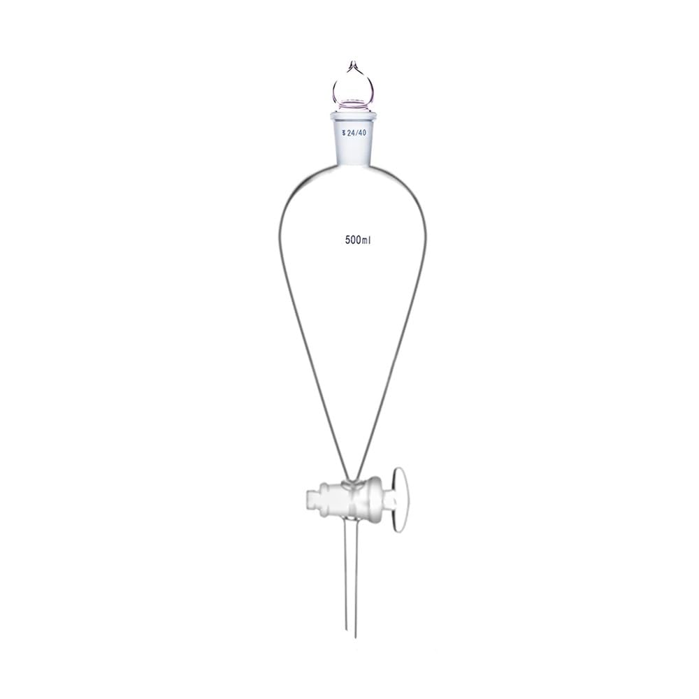 Embudo de separación de vidrio 24/29 de 500 ml, tubo de goteo recto con cristalería de laboratorio