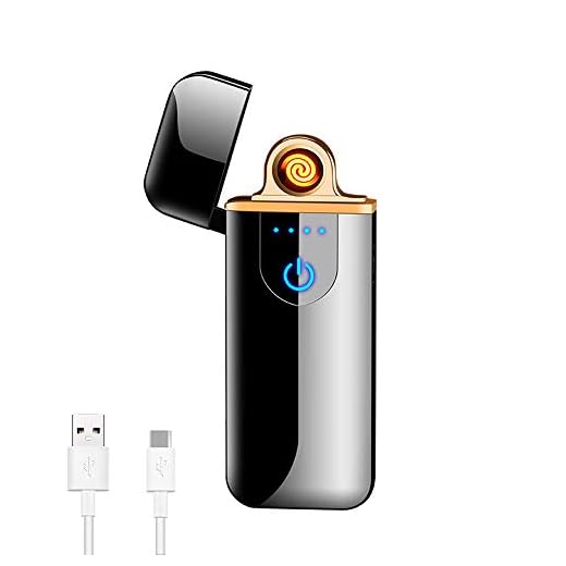Deluisho Gas Mecheros, Encendedor Electrónico, Mechero de Arco, Carga USB/Resistente al Viento/Encendedor Táctil Duradero, Encendedor de Cigarrillos de Bolsillo (Negro)