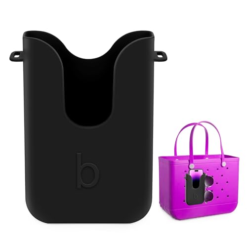 Silicone Phone Holder for Bogg Bags, Compatible Phone Case Attachment, Beach Tote Bag Accessory – Ideal Phone Holder for Bogg & Similar Beach Bags (Black)