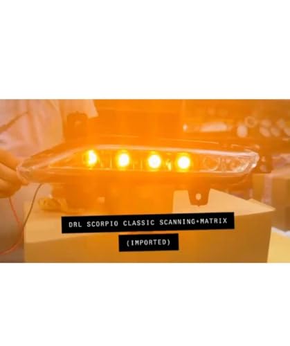 Image of Dda Enterprises Drl /Fog Lamp Bumber Light With Yellow Turn Matrix Signal Day Running Light With Indicator Compatible For Car Scorpio 2022 Classic And Above (2 Pcs) White Led Model Year-: 2022 Onwards