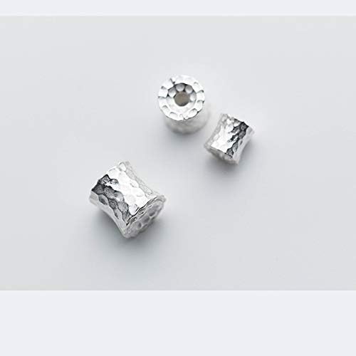 Calvas 925 Sterling Silver Concave Bucket Beads 9mm 11mm 12.5mm Handmade Barrel Spacer Beads DIY Jewelry Making Women Men Bracelets - (Color: as Photo, Item Diameter: 12.5mm)