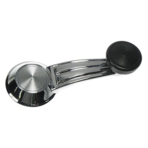 Image of TRQ Window Crank Handle Chrome & Black Compatible with 65-90 Buick 67-90 Cadillac Chevrolet 73-96 GMC 65-88 Oldsmobile 67-87 Pontiac GM1354101